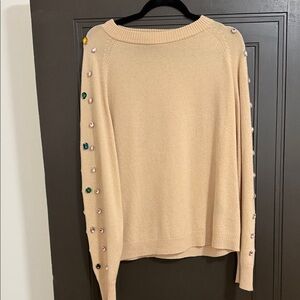 Cynthia Rowley Tan Sweater with Colorful Embellishments